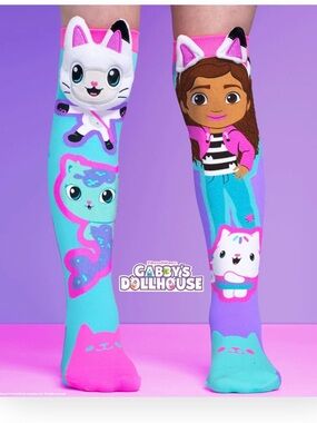 MADMIA Gabby Dollhouse Kids' Character Knee High Socks - Teal, Purple & Pink